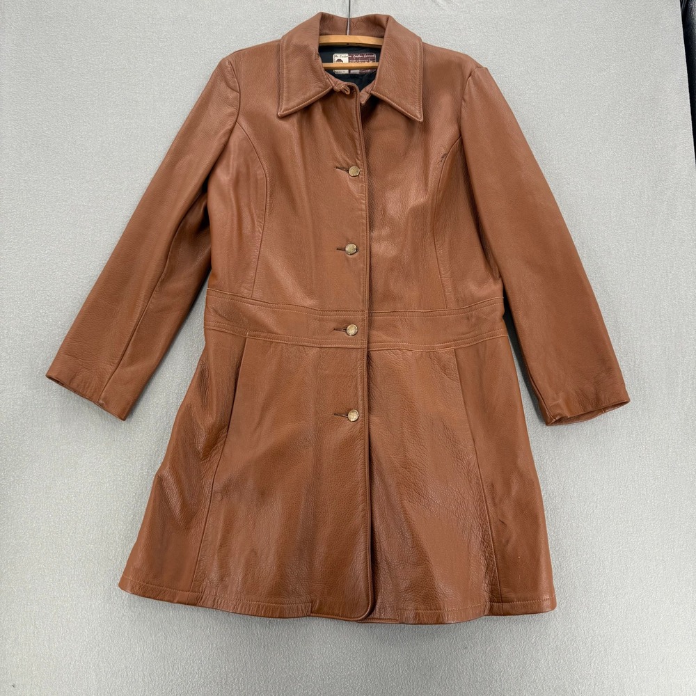 Vintage 70s Leather‎ W.B. Place & Co Car Swing Trench Coat Women Unisex 44